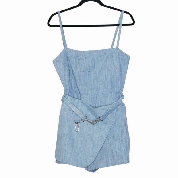 Alexis Camillo Romper Sky Blue Square Neck Cotton Linen Size M - Picture 3 of 11